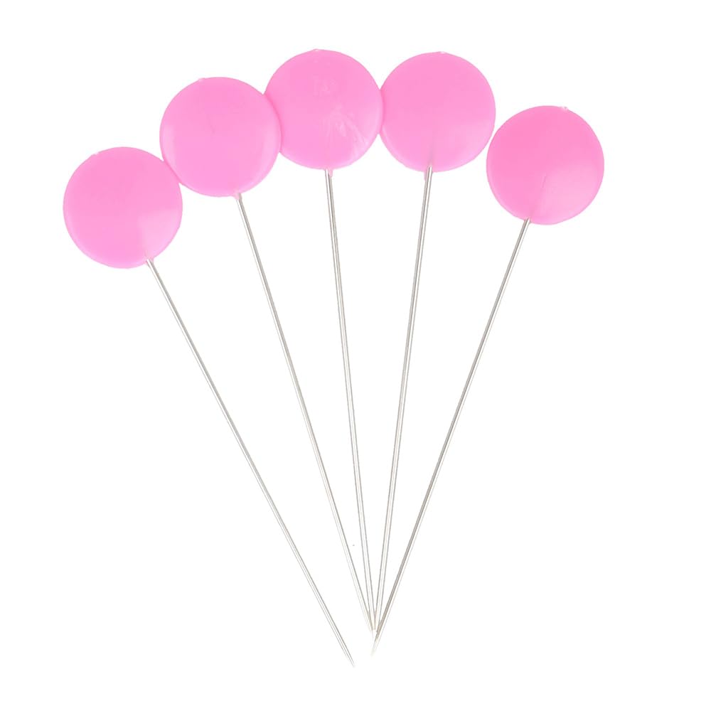 Bohin Fuchsia France Plastic Head Pins - Nickel-Plated, Sharp Point Pins For Sewing And Knitting Projects, Steel, 42 X 0.55Mm - 100 Pieces