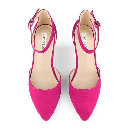 Image of JOY IN LOVE Closed Toe Heels Pumps for Women 3IN Stiletto Pointed Toe Ankle Strap Heels