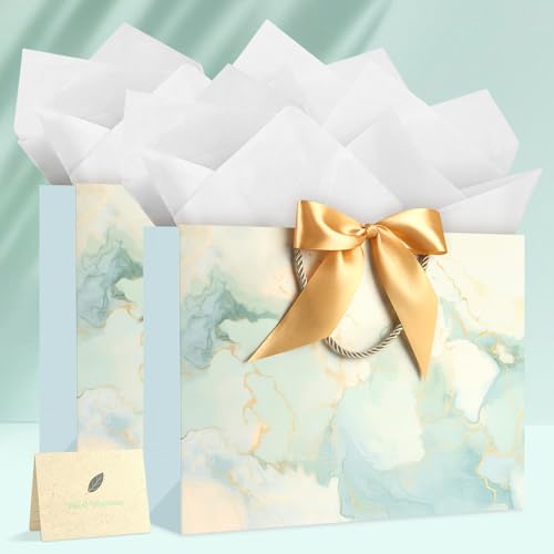 Image of JMANNI Gift Bags, Valentines Gift Bags with Ribbon, Portable Paper Gift Bag, Marble Pattern, for Any Occasion, Including Valentines Day Baby Shower Birthday Party Wedding Mothers Day(LP11-DLS09-L