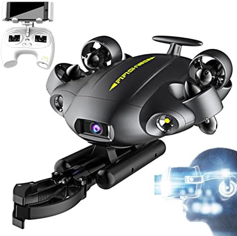 QYSEA FIFISH V6 Expert M100A Remote Control Underwater Drone with 4K UHD Waterproof Camera, Fish Finder Underwater Camcorder with Robotic Arm, VR Head Tracking ROV Robot, Industrial Case