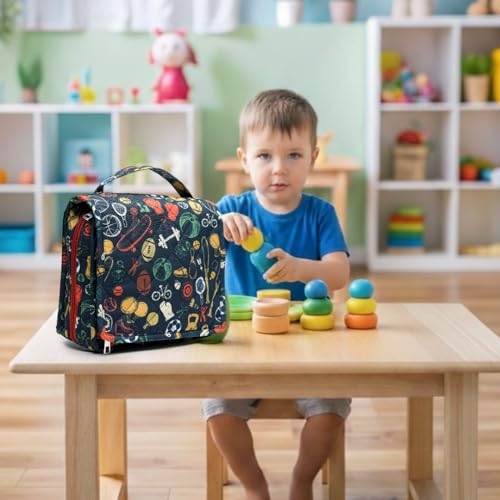 Image of Foldable Travel Kit | Multipurpose All-in-One Compact, Durable, Lightweight, Waterproof, Bag | Travel Friendly Pouch Ideal for Diaper, Medicines, Accessory & Toiletry (Sports Print)