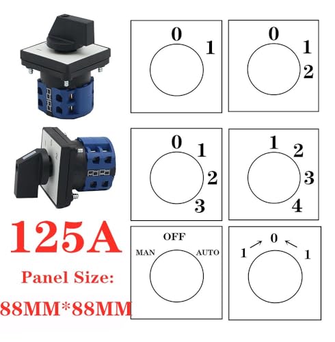 Selector rotativo LW28 125A de 3 posiciones para control de fases múltiples en tableros 3