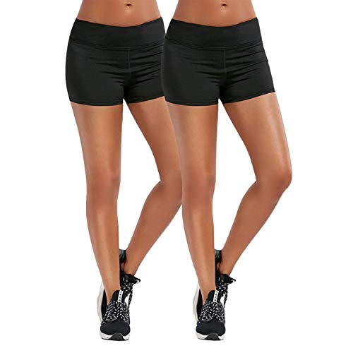 WhiFan Pantalón Leggins Corto Deportivo para Mujer,Running Pantalones Cortos de Yoga con Bolsillo Lateral Pantalones Deportivos y Elásticos Polaina