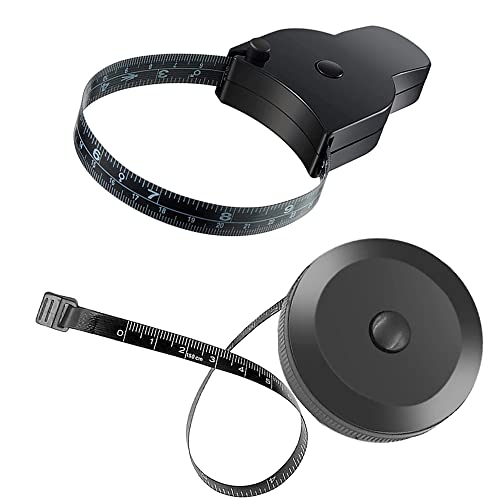 2 Cinta para el Cuerpo, Cinta Métrica de 60 Pulgadas, Cinta Métrica para el Cuerpo, Cinta Métrica de Tela, Cinta Métrica de 60 Pulgadas, Cinta Métrica de Sastre, para Medición Corporal, Negro Cover