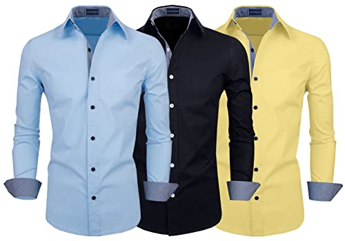 Image of Zombom Men's Combo Regular Fit Cotton Blend Full Sleeve Casual Shirts Pack of 3