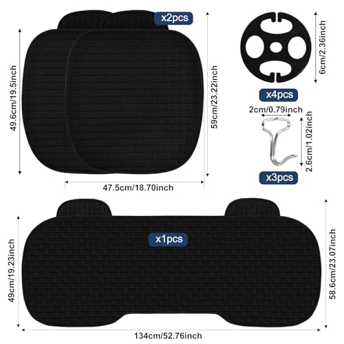 Cojín de asiento de coche transpirable de lino negro antideslizante 2
