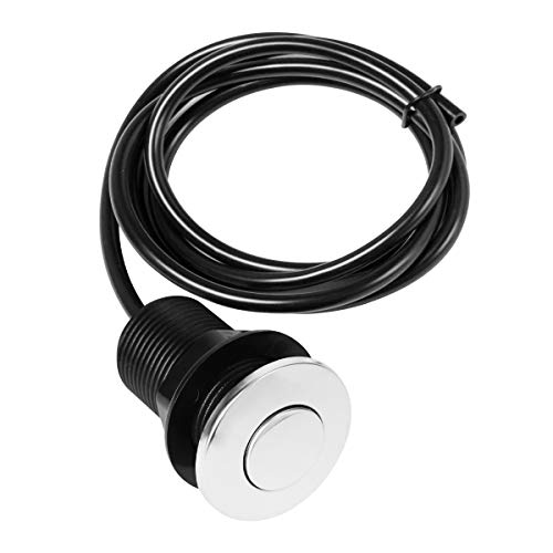 Air Activated Switch Button with Air Hose, Sink Top Stainless Steel Polished Push Button for Food Waste Garbage Disposal Part (Short, 2 Inch)