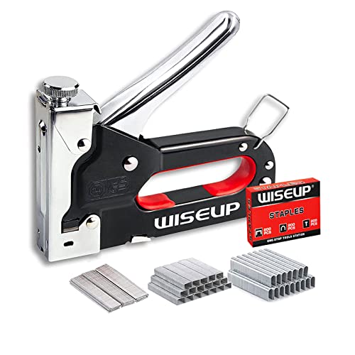 Upholstery Staple Gun for Wood Heavy Duty with Staples,3 in 1 Manual Power Adjustment Brad Nail Stapler Gun for Wood,Craft,Wire,Cable,Fabric,Furniture,DIY