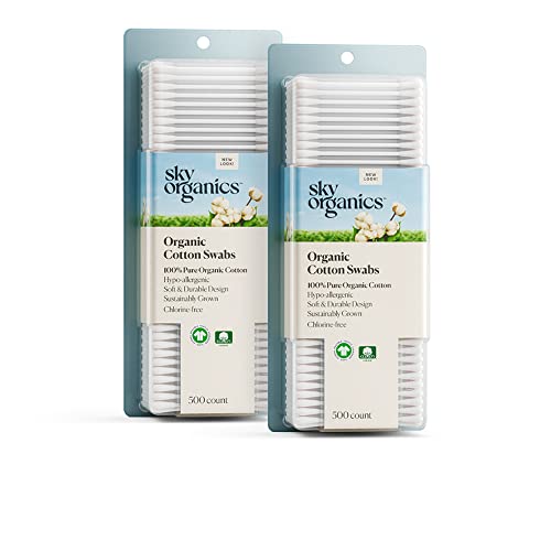 Sky Organics Organic Cotton Swabs For Sensitive Skin, 100% Pure Gots Certified Organic For Beauty & Personal Care, 1000 Ct. #TOP12