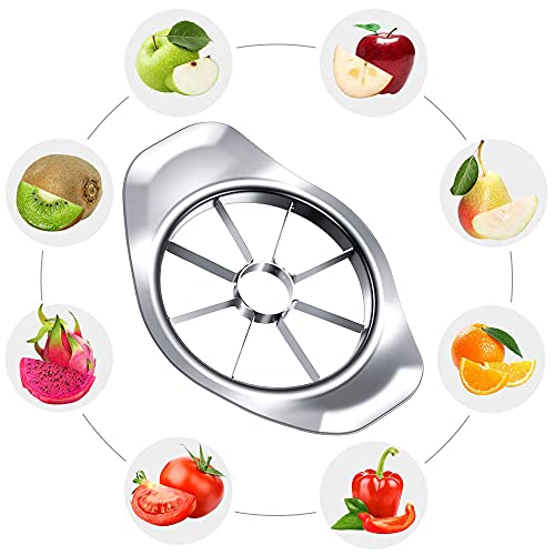 Foto von Apfelschneider Edelstahl, Apfelteiler Obstschneider, Apfelteiler zum Zerschneiden Φ 10,5 cm, Apfelkernausstecher, Zerschneiden Obst und Gemüse, 8 Klingen
