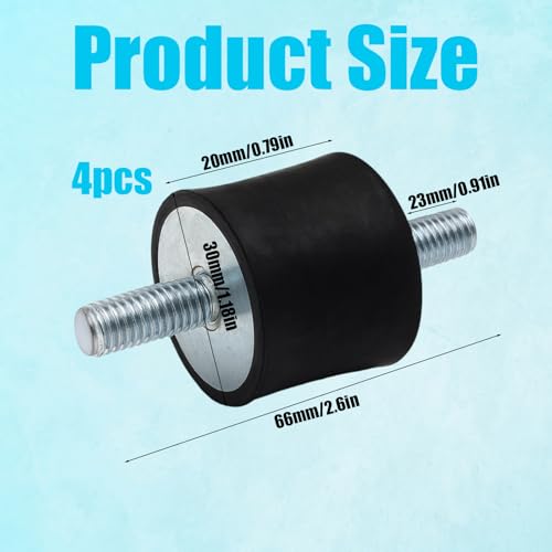 Gummipuffer M8 Silentblock - 4 Stück Anti-Vibration Gummi Isolator Halterungen für Maschinen und Motoren, 30x20 mm