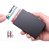 RFID Blocking Credit Card Holder, Jhua Card Holders Wallet Pop-up Card Protector Aluminum Slim Holder Case Up to 5 Cards for Women Men Traveling and Business (Black)