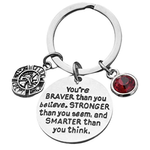 Infinity Collection Firefighter Keychain, Braver Than You Believe, Fireman Keyring, Graduation...