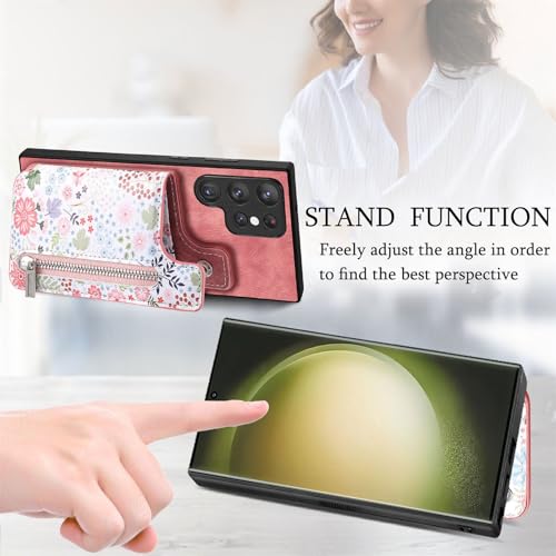 Étui pour Samsung Galaxy A36 marron housse portefeuille en cuir floral - 4