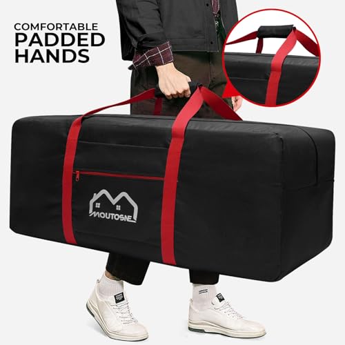 Extra Large Duffle Bag for Travel, 100L Camping Sports Equipment Storage, Waterproof Foldable Luggage Bag with Padded Handles (Red)3