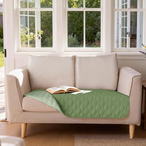 Image of gogobunny 100% Double Sided Waterproof Dog Blanket Soft Pet Bed Cover Reversible Protect Furniture Couch Sofa Car for Puppy Cat Kids (Dark Green /Light Green, 32x53 Inch (Pack of 1))