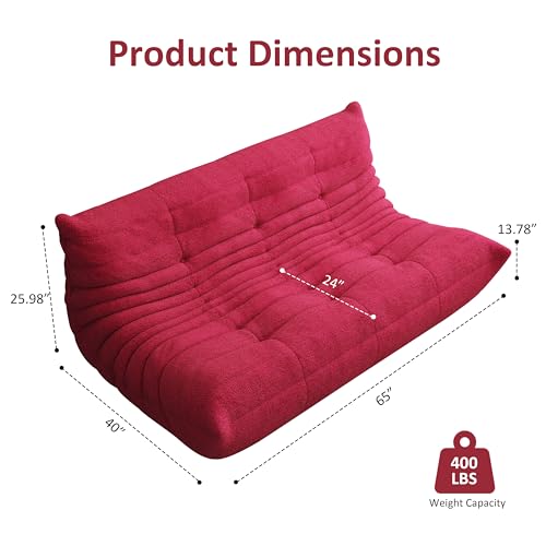 Image of 3-Seater Giant Bean Bag Chair for Adults - Cozy Large Fireside Accent Chair with Memory Foam,Comfy Lazy Oversized Floor Sofa Couch Boneless Chaise Lounge for Living Room Bedroom Gaming Room(Burgundy)