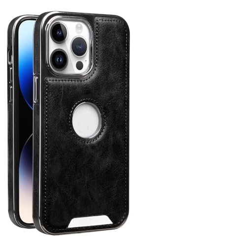Housse de téléphone magnétique pour iPhone 15 Plus en cuir véritable noir haut de gamme