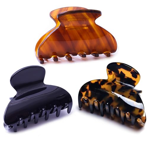 Tortoiseshell & Solid Claw Clips 3-Pack (Medium, Glossy Acetate)