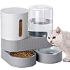 Automatic Dog Cat Water Dispenser Gravity Feeder and Water Dispenser Stainless Steel 2-in-1 Set Large Capacity Dispenser for Pets Dogs, Puppies, Kittens（Grey）