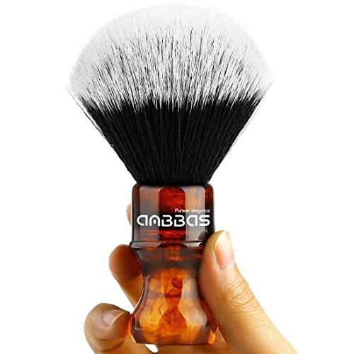 Synthetic Badger Shaving Brush With Resin Handle Nylon Bristles Hair Anbbas Lathering Foam Brush For Men Travel Professional Wet Shaving(Amber,Knot: 24 Mm) #TOP6