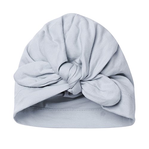 Tiaobug Set Of 3 Newborn Baby Cotton Turban Knot Cap Rabbit Nursery Beanie Hospital Hat Headwrap Headwear Photography B Type (Purple, Coral Pink, Gray) One Size #TOP5