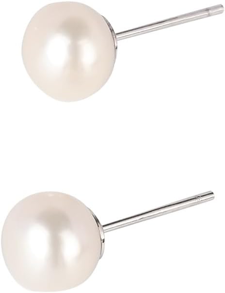 Freshwater Pearl Earrings Studs White Gold Plated Solid 925 Sterling Silver Stud Hypoallergenic Earrings for Women Jewelry - Image 5