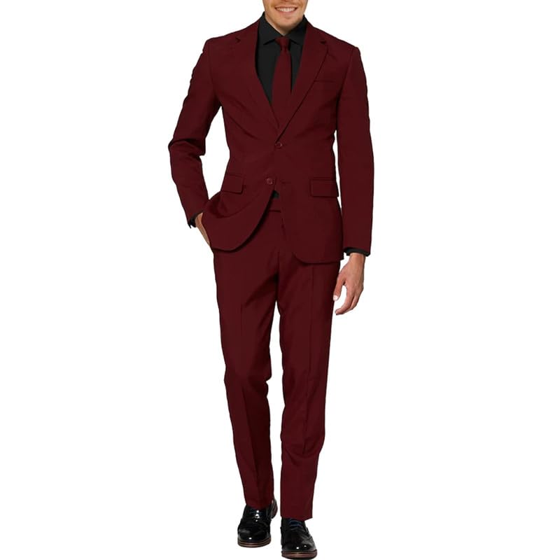 Men's 2 Piece Slim Fit Suit Set Two Button Blazer + Pants Casual Tuxedo Set for Wedding Party Jacket Dress Suit