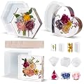 LET'S RESIN 8Pcs Resin Molds Silicone,Deep Epoxy Resin Molds for Flower Bouquet Preservation,Large Silicone Molds for Resin Casting Craft Including Square Hexagon Heart Resin Mold