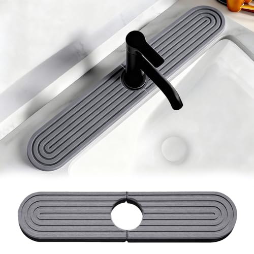 ZHITENG Tapis Egouttoir, Anti éclaboussures en Diatomite, Tapis Evier Cuisine de 45 x 10 cm, Tampon de Sechage Evier, Protecteur D'évier Absorbant pour Cuisine et De Salle de Bain (Gris Foncé)