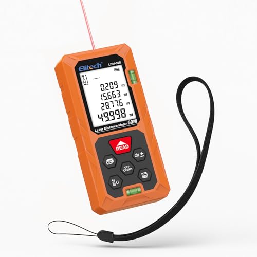 Elitech Laser Measuring Tool 165ft, Laser Distance Meter with Area/Volume/Pythagoras Mode, Backlit LCD, 99 Data Records, Â±2mm Accuracy, Ft/In Unit Switch, Ideal for Home DIY & Interior Designâ€“LDM-50D
