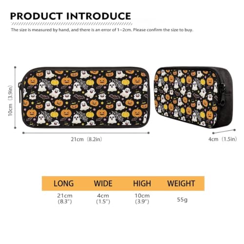 Image of Pencil Case, Pen Pouch Bag for Kids Students School Supplies | Ghost Pumpkin Pattern,polyester fabric,wear-resistant and easy to clean,zipper design gift for boys and girls