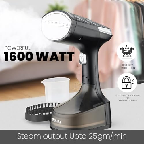 Image of INALSA Garment Steamer for Clothes,Steam Iron Press - Vertical & Horizontal Steaming up to 25g /min, 1600 Watt,340 ml Water tank & 28 sec Fast Heating,Hetaing On /OFF Indicator Light (Cosicosy)