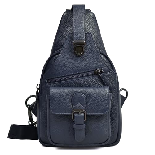 Sac de voyage contemporain Hudson & James en cuir bleu marine pour sorties outdoor
