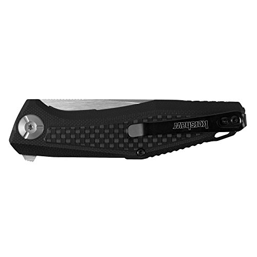 Kershaw Atmos Pocket Knife, 3" 8Cr13Mov Steel Drop Point Plain Edge Blade, Tactical Folding Knife, Manual Opening Everyday Carry Knife #TOP4