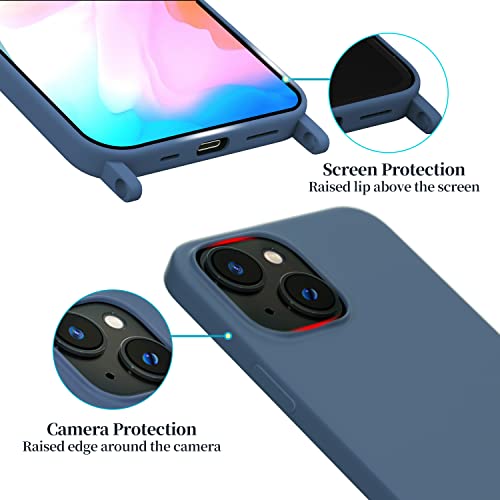Image of Compatible with iPhone 14 Plus Case with Lanyard Crossbody iPhone Case with Strap Adjustable Shockproof Drop Protection Silicone Phone Cover for iPhone 14 Plus 6.1'' Dark Blue