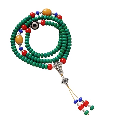 Collier en perles turquoise véritables fait main de 92 cm avec son bracelet en pierre polie