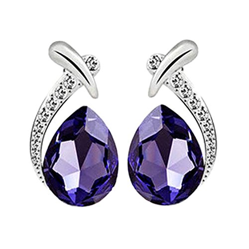 Women's Shiny Crystal Rhinestone Silver Plated Pendent Chain Necklace Stud Earring Costume Fashion Jewelry Set