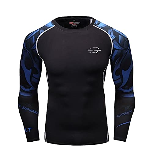 Men's UPF 50+ Long Sleeve Compression Shirts Water Sports Surf Swim Rash Guard Athletic Workout Shirt