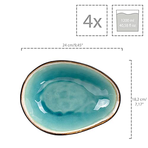 Sänger | Pastaschalen Capri aus Steingut, 4-teiliges Pasta Teller Set, Bowl Schüssel, Modernes und Einzigartiges Design | PREMIUM COLLECTION