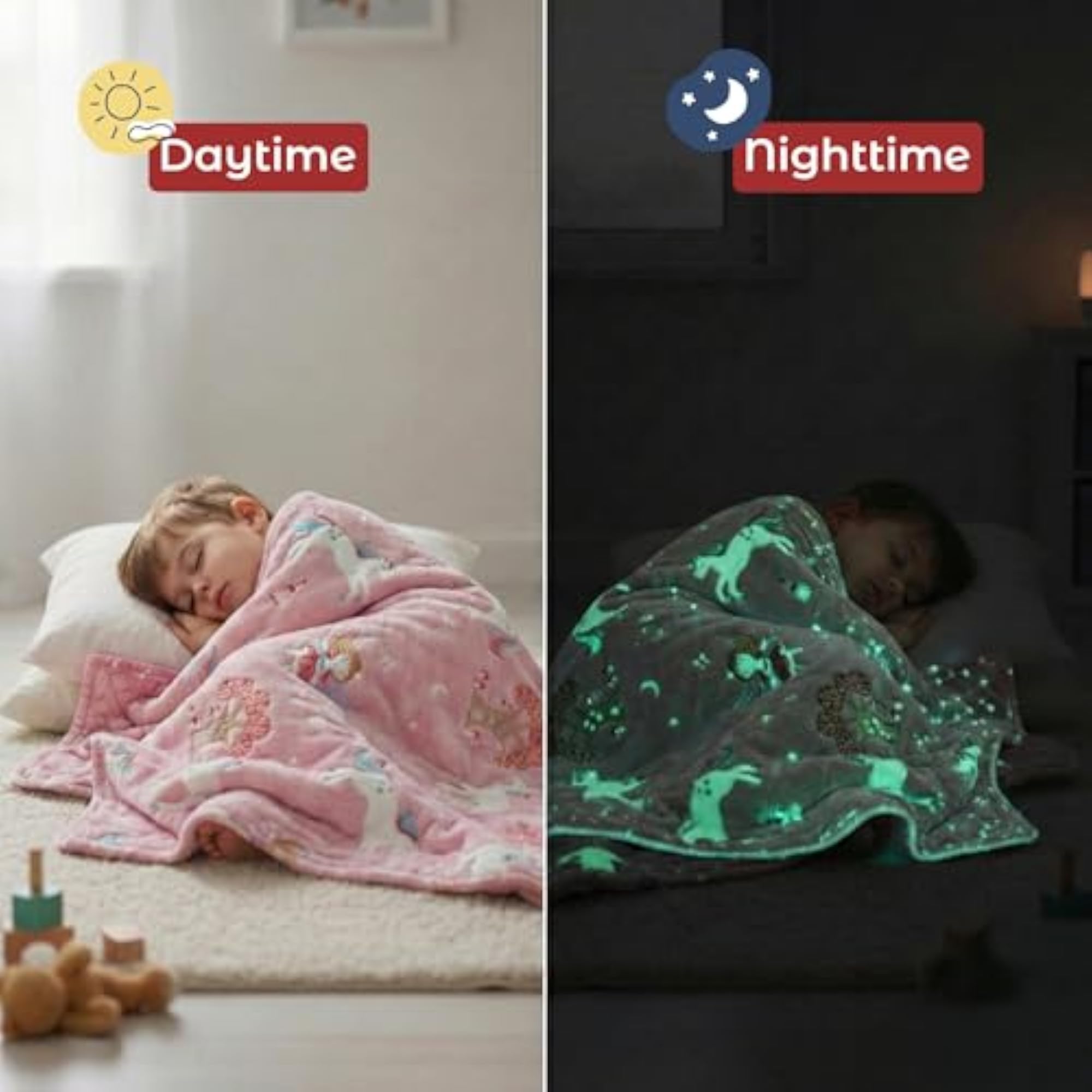 Glow in Dark Kids Blanket, Cozy Flannel Fleece Throw