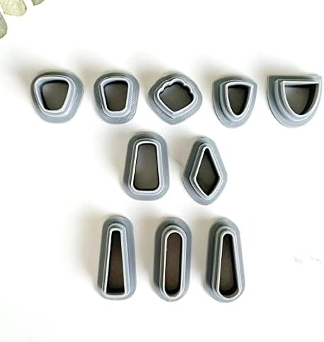 Polymer Clay Cookie Cutters – The Clayful Co Mini Dangle Stud Pack Set of 10 – Plastic Cutter for Jewelry and Earring Shapes