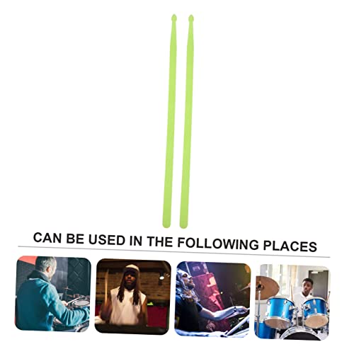 Baquetas luminosas LED para batería, color verde fluorescente, material nailon, tamaño 5A, 2 unidades, ideales para presentaciones nocturnas y escénicas miniatura 7