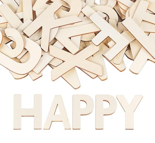 ilauke Wooden Letters 4 inch, 52Pcs Wood Alphabet for Crafts, 3mm Thickness Wooden Craft Letters Sign Decoration, 4 inch Unfinished Wood Letters Smooth for Painting Wall Home Decor Letter Board DIY