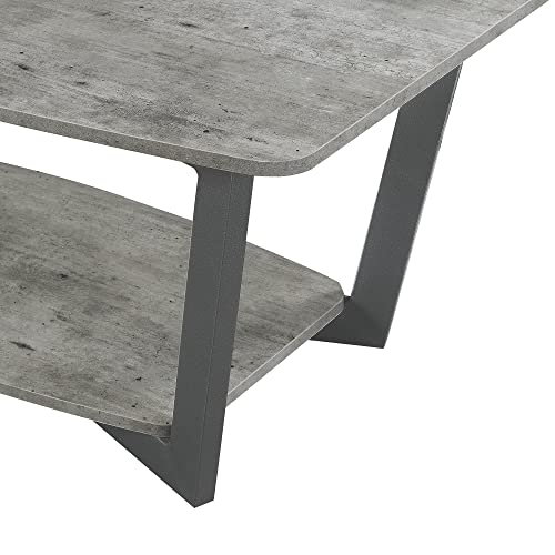 Convenience Concepts Graystone Coffee Table, Faux Birch / Slate Gray Frame #TOP4