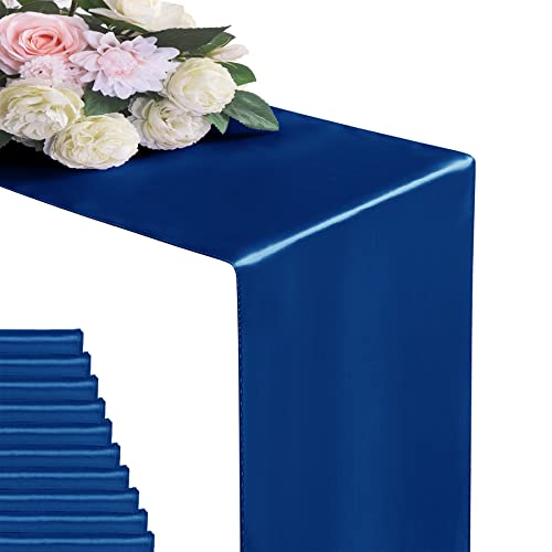 flohar 24Pack Table Runner 12 x 108 Inches Satin Silk Table Runner for Wedding, Birthday Party, Banquets, Graduations Decoration, fit Rectange and Round Table-Royal Blue