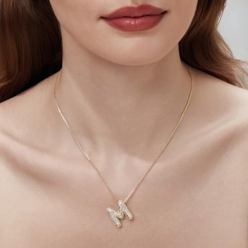 Cicy Bell Initial Necklace for Women 18k Gold Plated Cubic Zirconia Luxurious Personalized Dainty Letter Pendant Necklace Birthday Gifts2