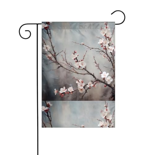 BROLEO Fleurs de prunier en hiver impression quatre saisons drapeau jardin cour décoration 30,5 x 45,7 cm