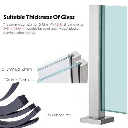 Poteau de garde-corps en verre argenté robuste pour éliminer les risques de chute - 5