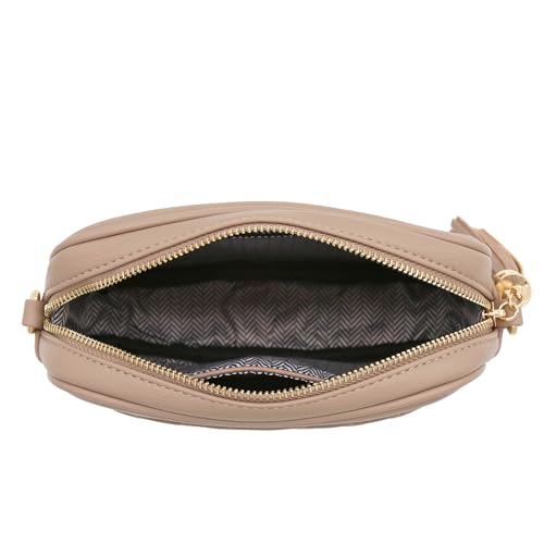 Image of FashionPuzzle Chevron Quilted Crossbody Camera Bag with Chain Strap and Tassel